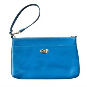 Coach Leather Pop Pouch In Teal